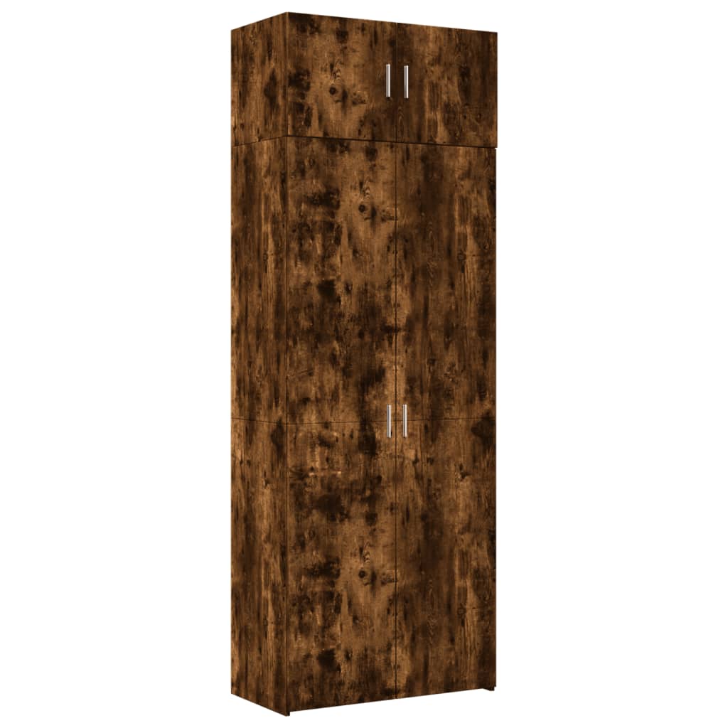 Armoire de rangement chêne fumé 80x42,5x225cm bois d'ingénierie - XIOS