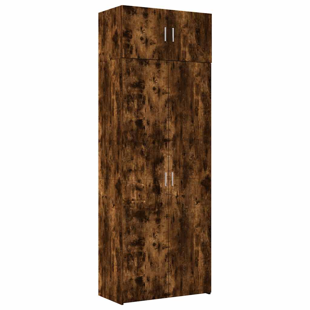 Armoire de rangement chêne fumé 80x42,5x225cm bois d'ingénierie