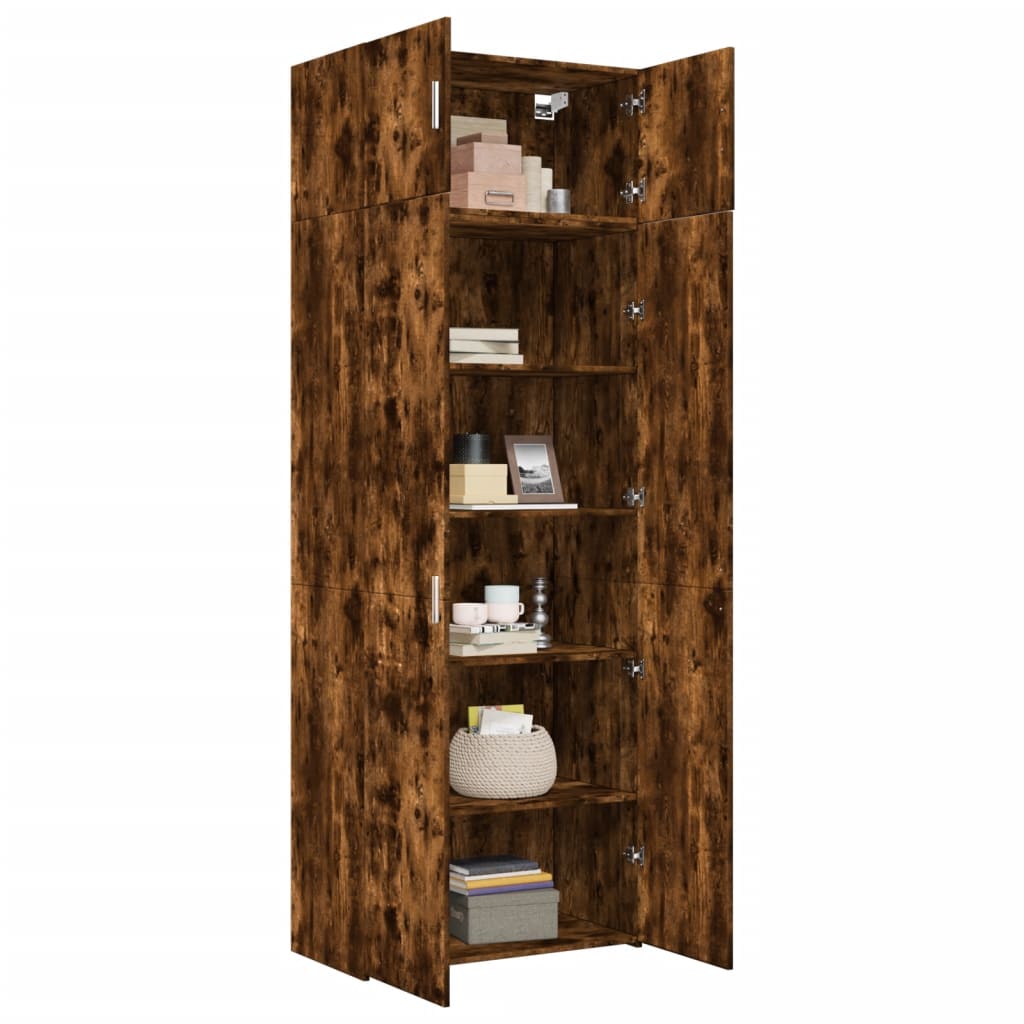 Armoire de rangement chêne fumé 80x42,5x225cm bois d'ingénierie - XIOS