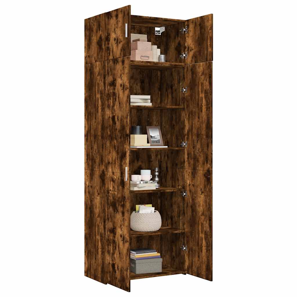 Armoire de rangement chêne fumé 80x42,5x225cm bois d'ingénierie