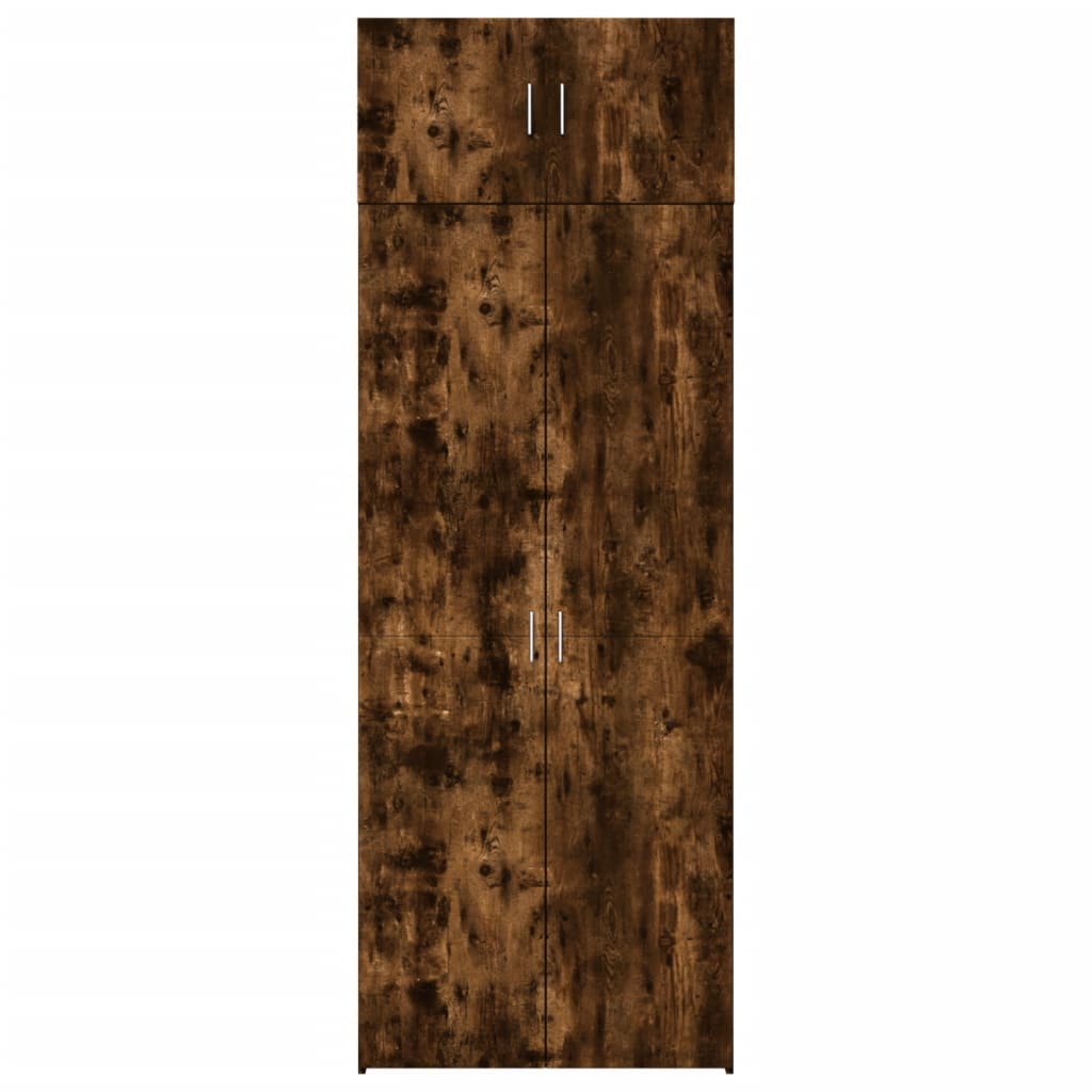Armoire de rangement chêne fumé 80x42,5x225cm bois d'ingénierie - XIOS
