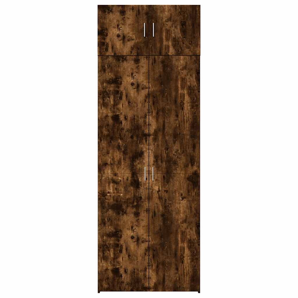 Armoire de rangement chêne fumé 80x42,5x225cm bois d'ingénierie