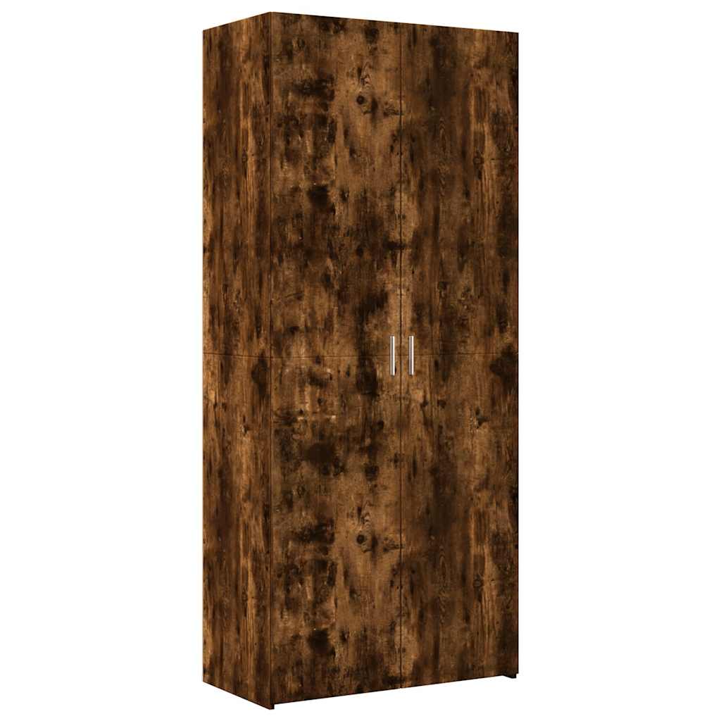 Armoire de rangement chêne fumé 80x42,5x225cm bois d'ingénierie