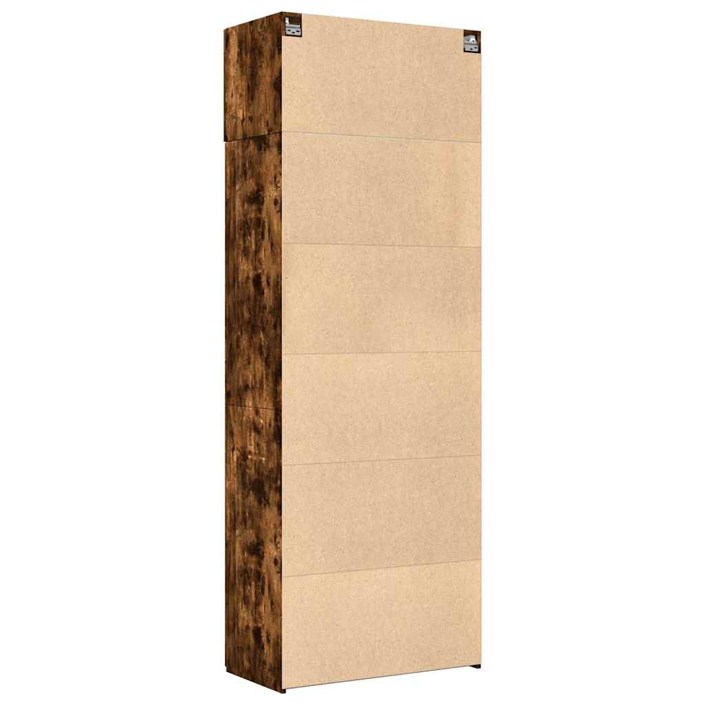 Armoire de rangement chêne fumé 80x42,5x225cm bois d'ingénierie
