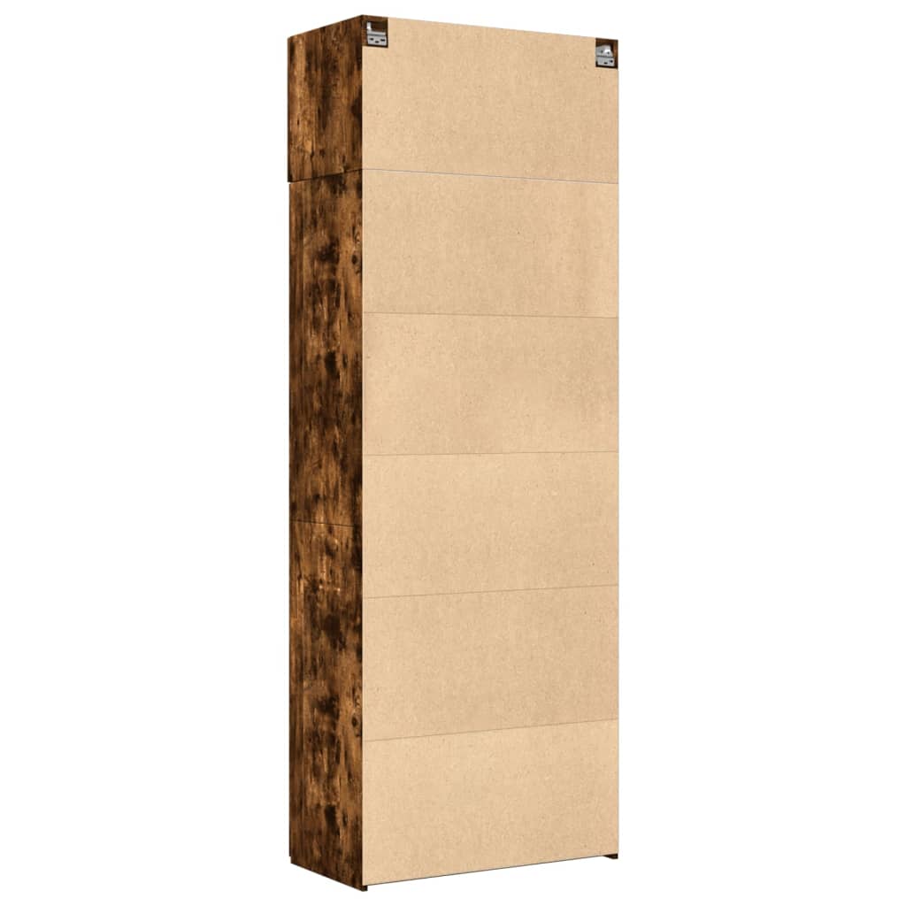 Armoire de rangement chêne fumé 80x42,5x225cm bois d'ingénierie - XIOS