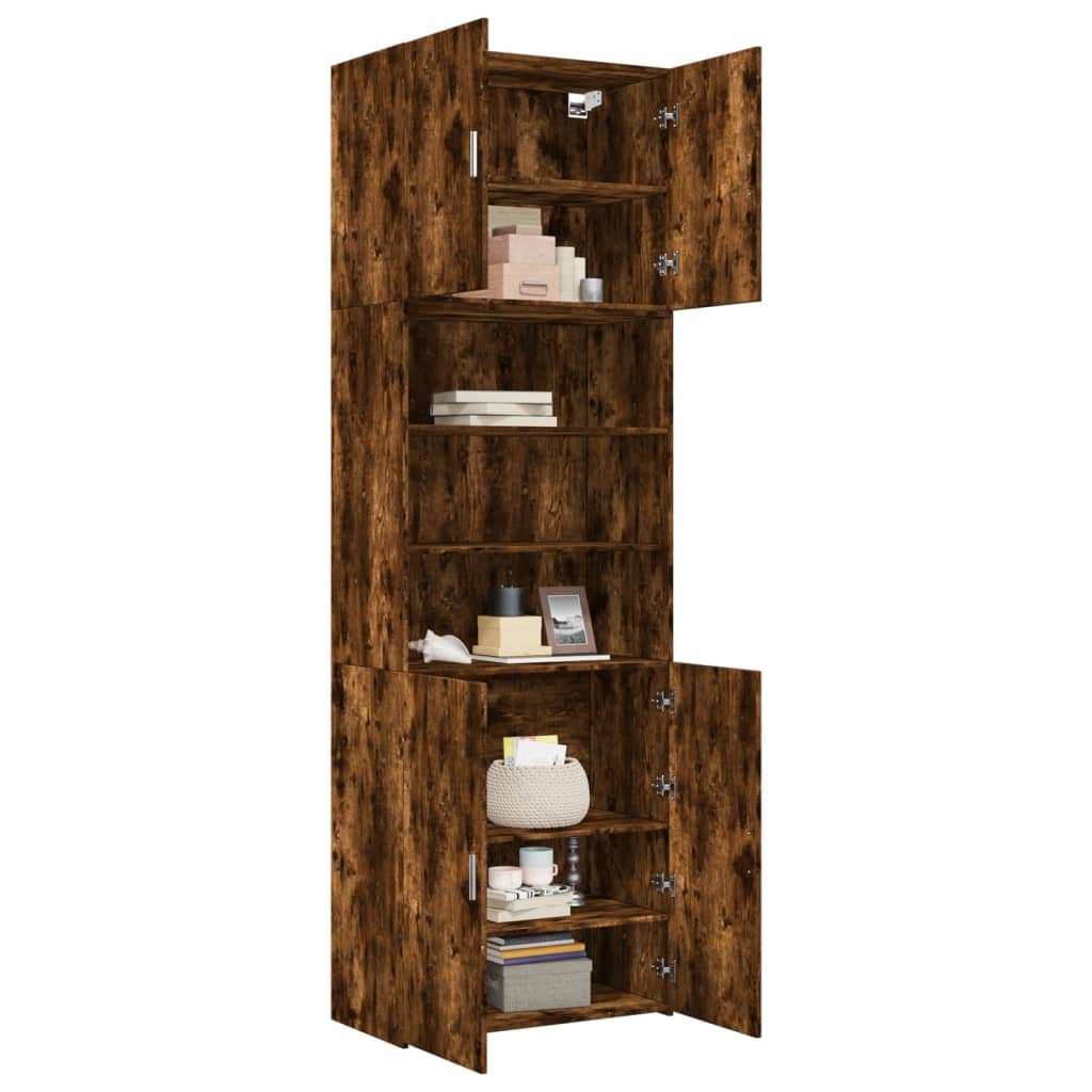 Buffet haut chêne fumé 80x42,5x249 cm bois d'ingénierie
