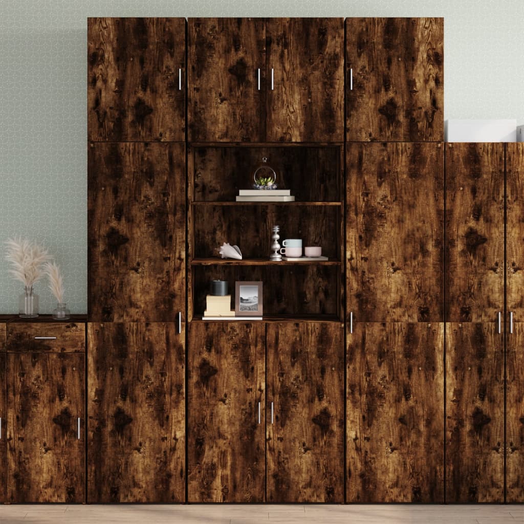 Buffet haut chêne fumé 80x42,5x249 cm bois d'ingénierie - XIOS