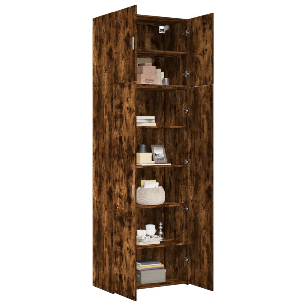 Buffet haut chêne fumé 80x42,5x249 cm bois d'ingénierie
