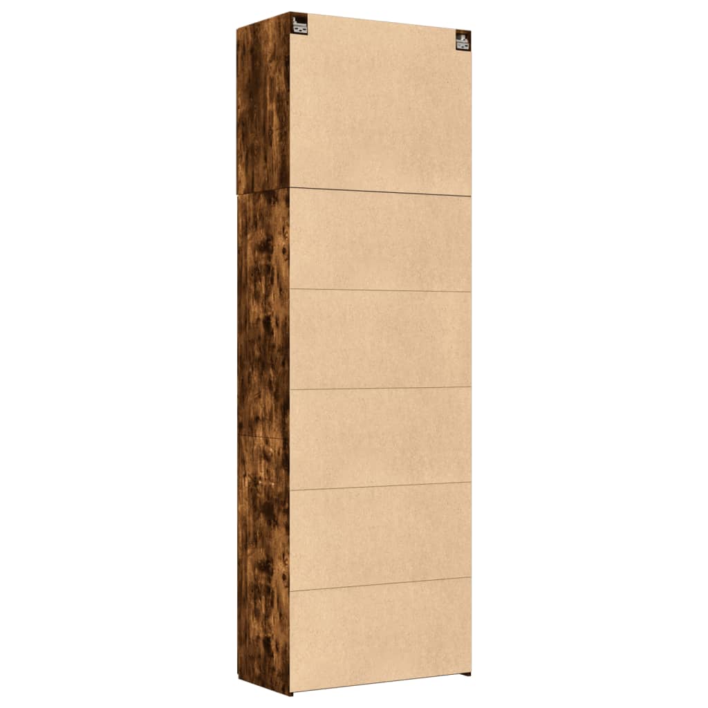 Buffet haut chêne fumé 80x42,5x249 cm bois d'ingénierie