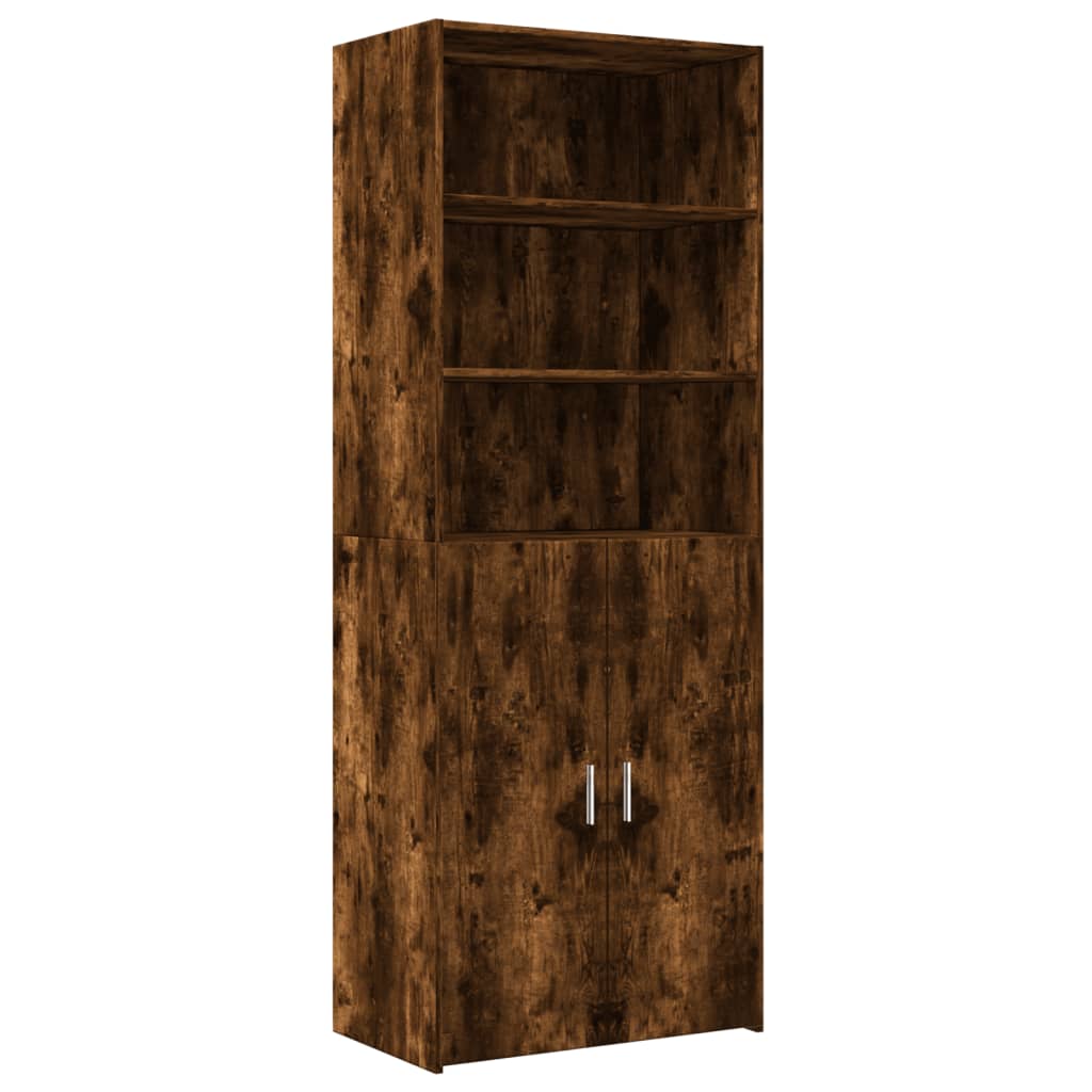 Buffet haut chêne fumé 70x42,5x185 cm bois d'ingénierie - XIOS