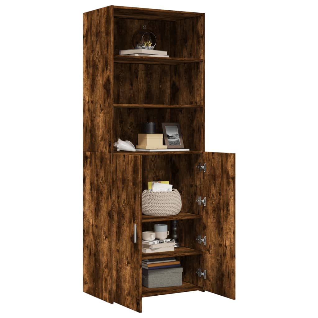 Buffet haut chêne fumé 70x42,5x185 cm bois d'ingénierie - XIOS
