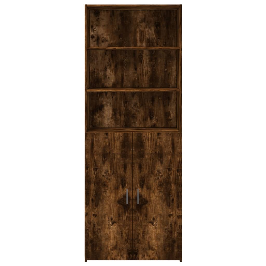 Buffet haut chêne fumé 70x42,5x185 cm bois d'ingénierie - XIOS
