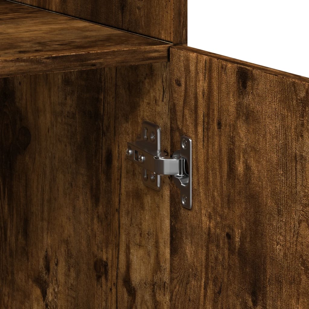 Buffet haut chêne fumé 70x42,5x185 cm bois d'ingénierie - XIOS