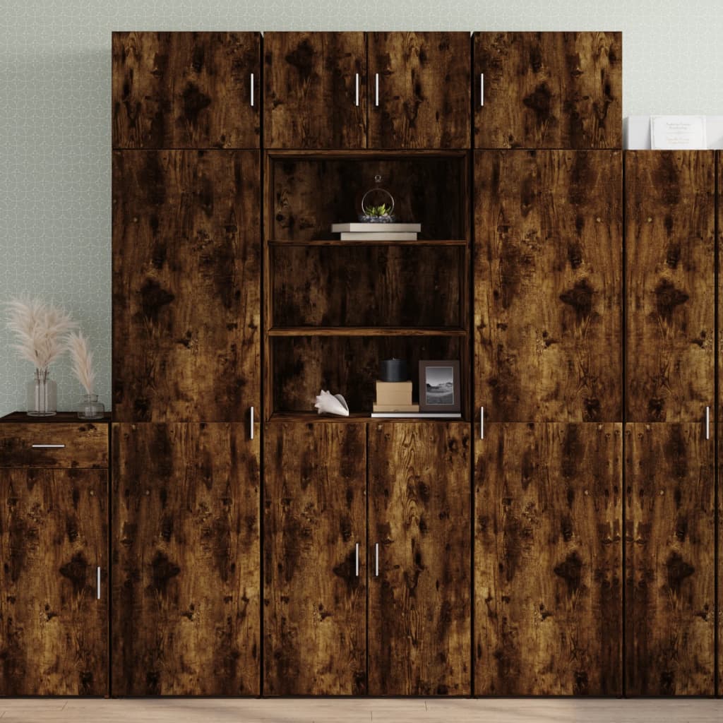 Buffet haut chêne fumé 70x42,5x185 cm bois d'ingénierie - XIOS