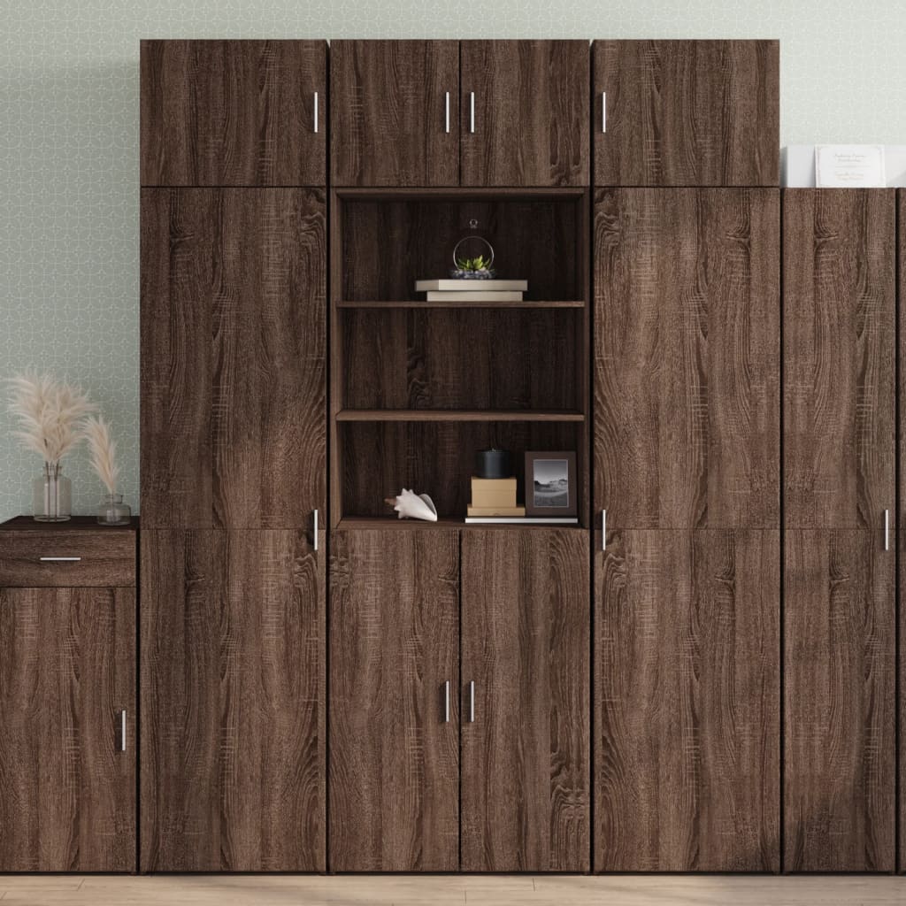 Buffet haut chêne marron 70x42,5x185 cm bois d'ingénierie - XIOS