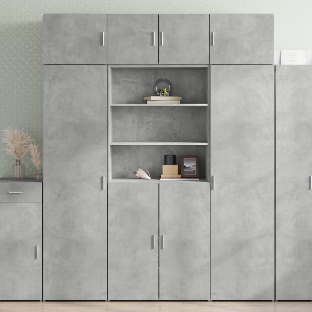 Buffet haut gris béton 80x42,5x185 cm bois d'ingénierie