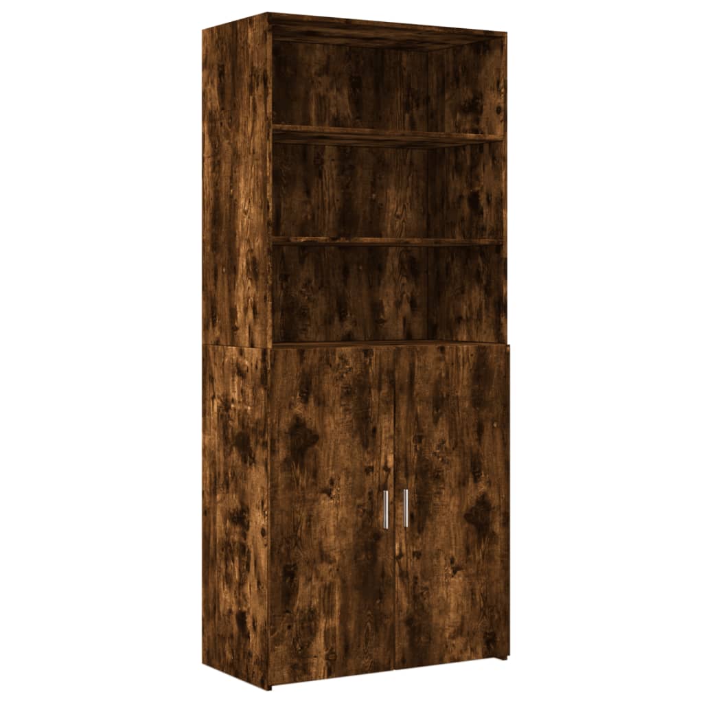 Buffet haut chêne fumé 80x42,5x185 cm bois d'ingénierie - XIOS