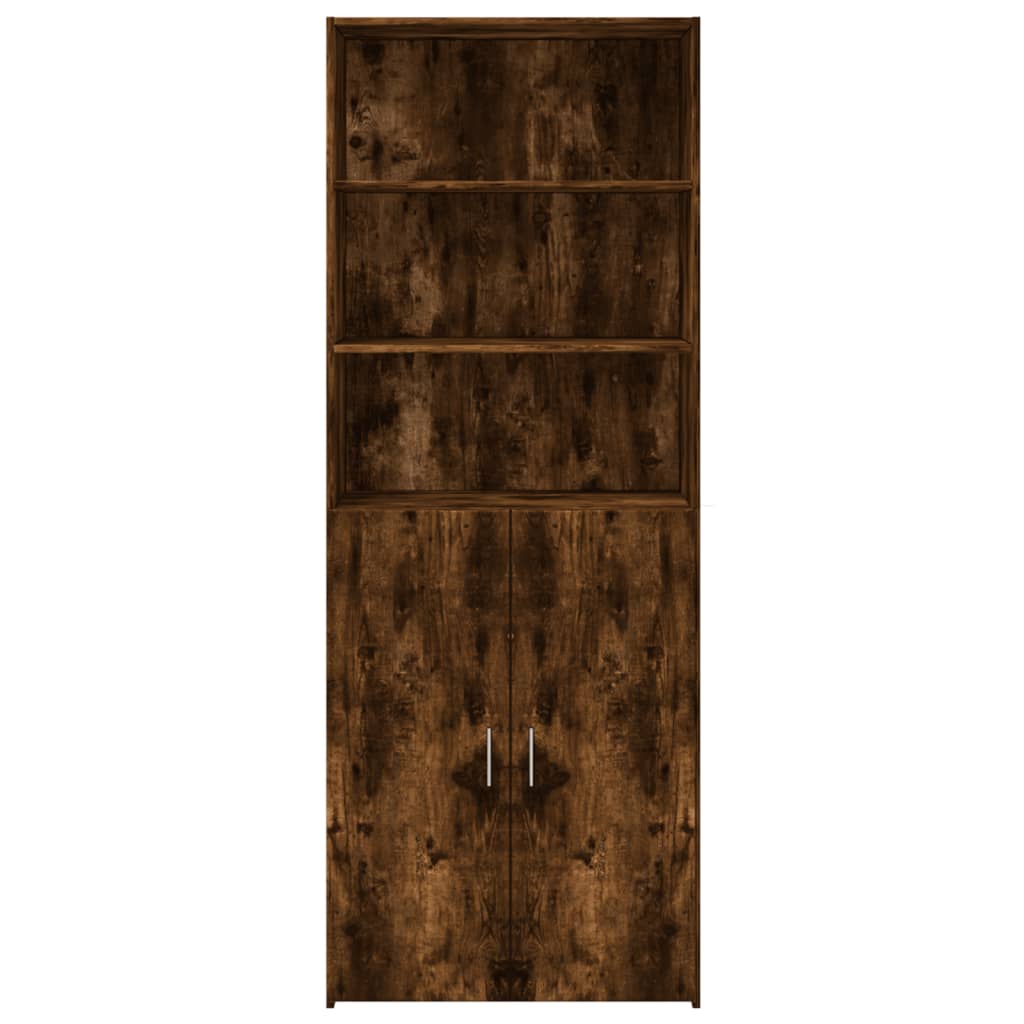 Buffet haut chêne fumé 80x42,5x185 cm bois d'ingénierie - XIOS