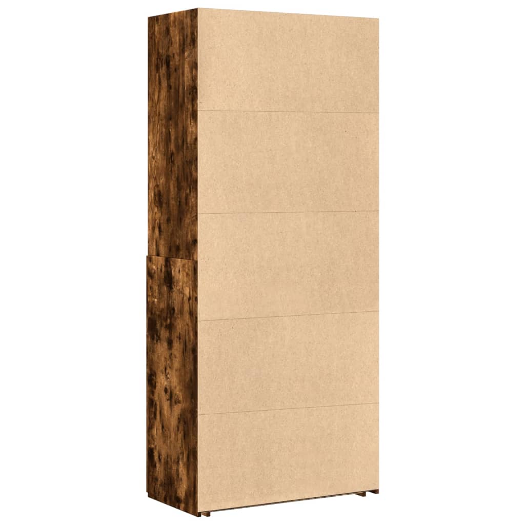Buffet haut chêne fumé 80x42,5x185 cm bois d'ingénierie - XIOS