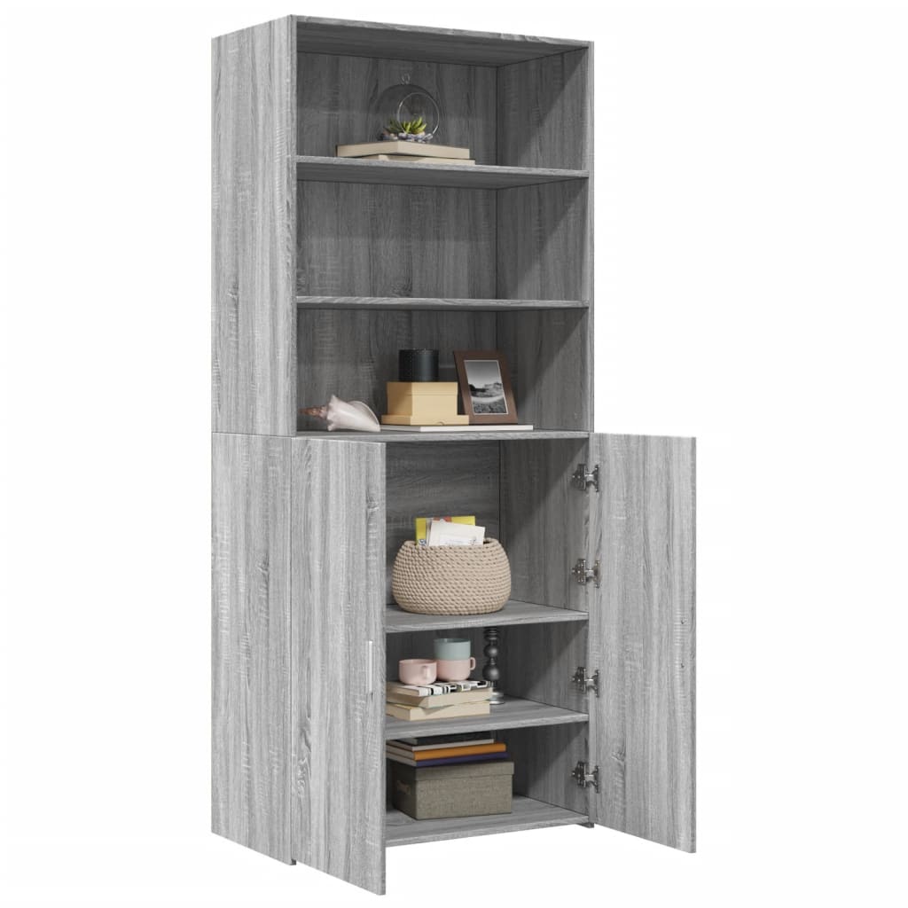 Buffet haut sonoma gris 80x42,5x185 cm bois d'ingénierie - XIOS
