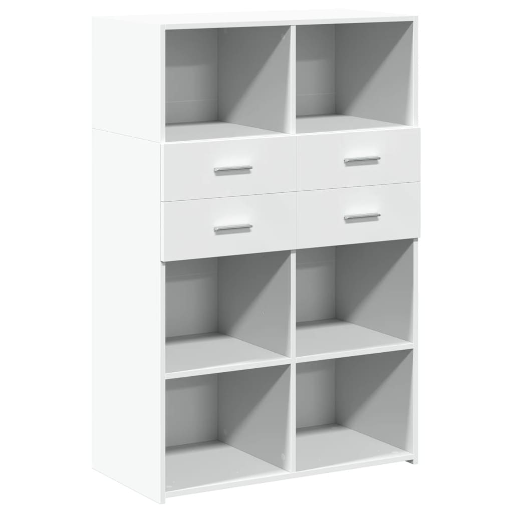 Buffet haut blanc 80x42,5x124 cm bois d'ingénierie - XIOS