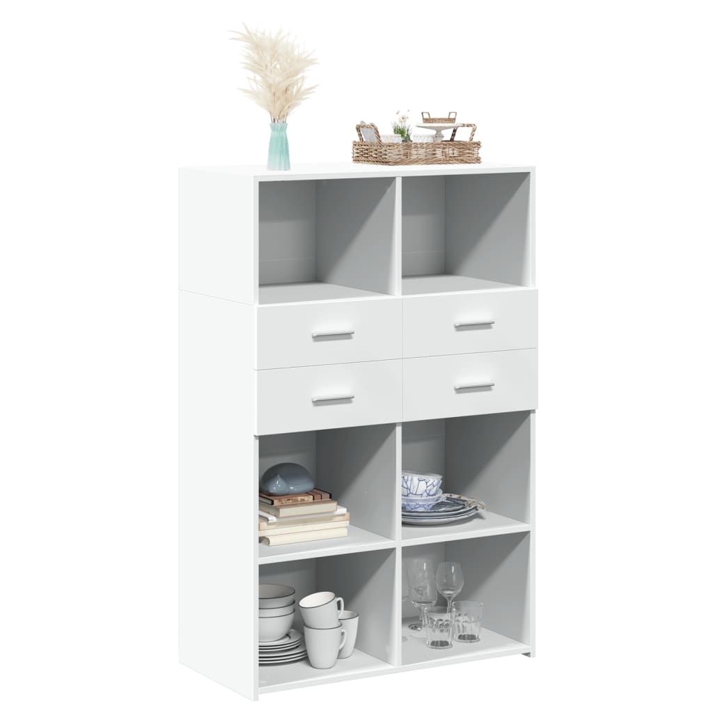Buffet haut blanc 80x42,5x124 cm bois d'ingénierie - XIOS