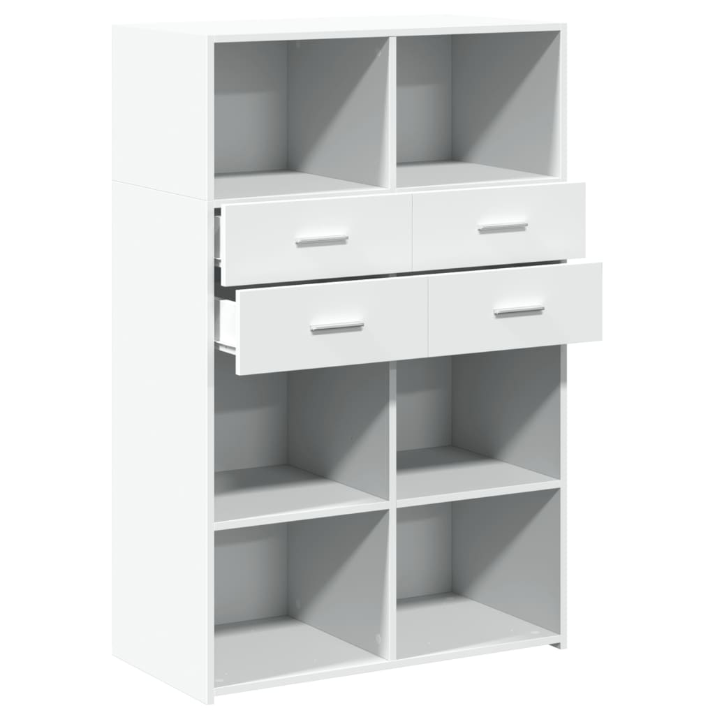Buffet haut blanc 80x42,5x124 cm bois d'ingénierie - XIOS