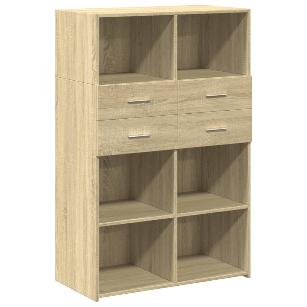 Buffet haut chêne sonoma 80x42,5x124 cm bois d'ingénierie - XIOS