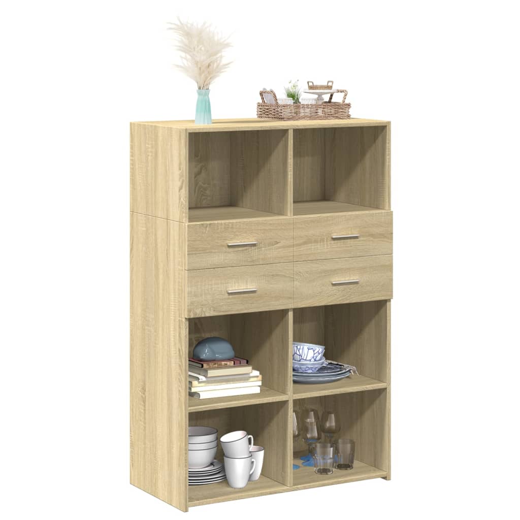 Buffet haut chêne sonoma 80x42,5x124 cm bois d'ingénierie - XIOS