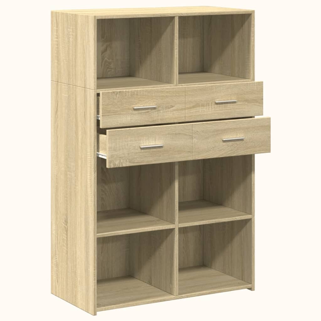 Buffet haut chêne sonoma 80x42,5x124 cm bois d'ingénierie - XIOS