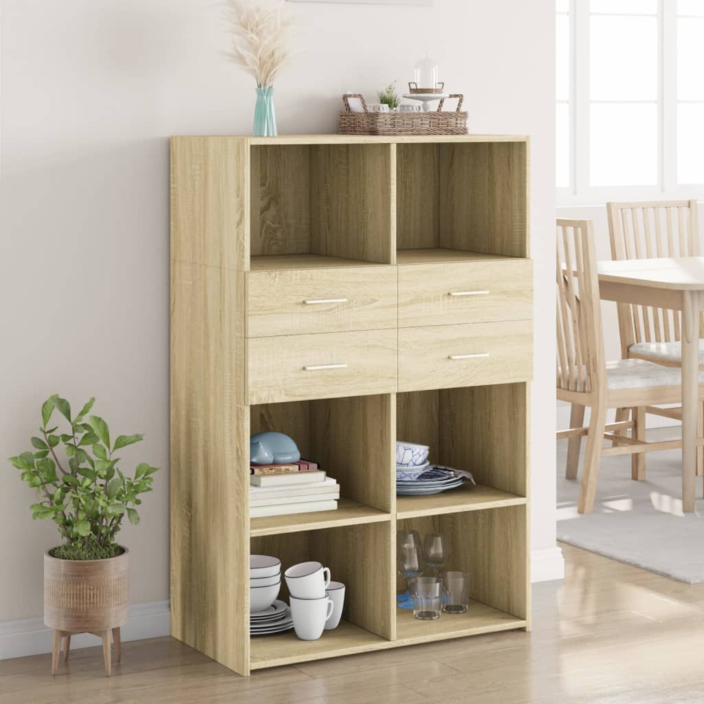 Buffet haut chêne sonoma 80x42,5x124 cm bois d'ingénierie - XIOS