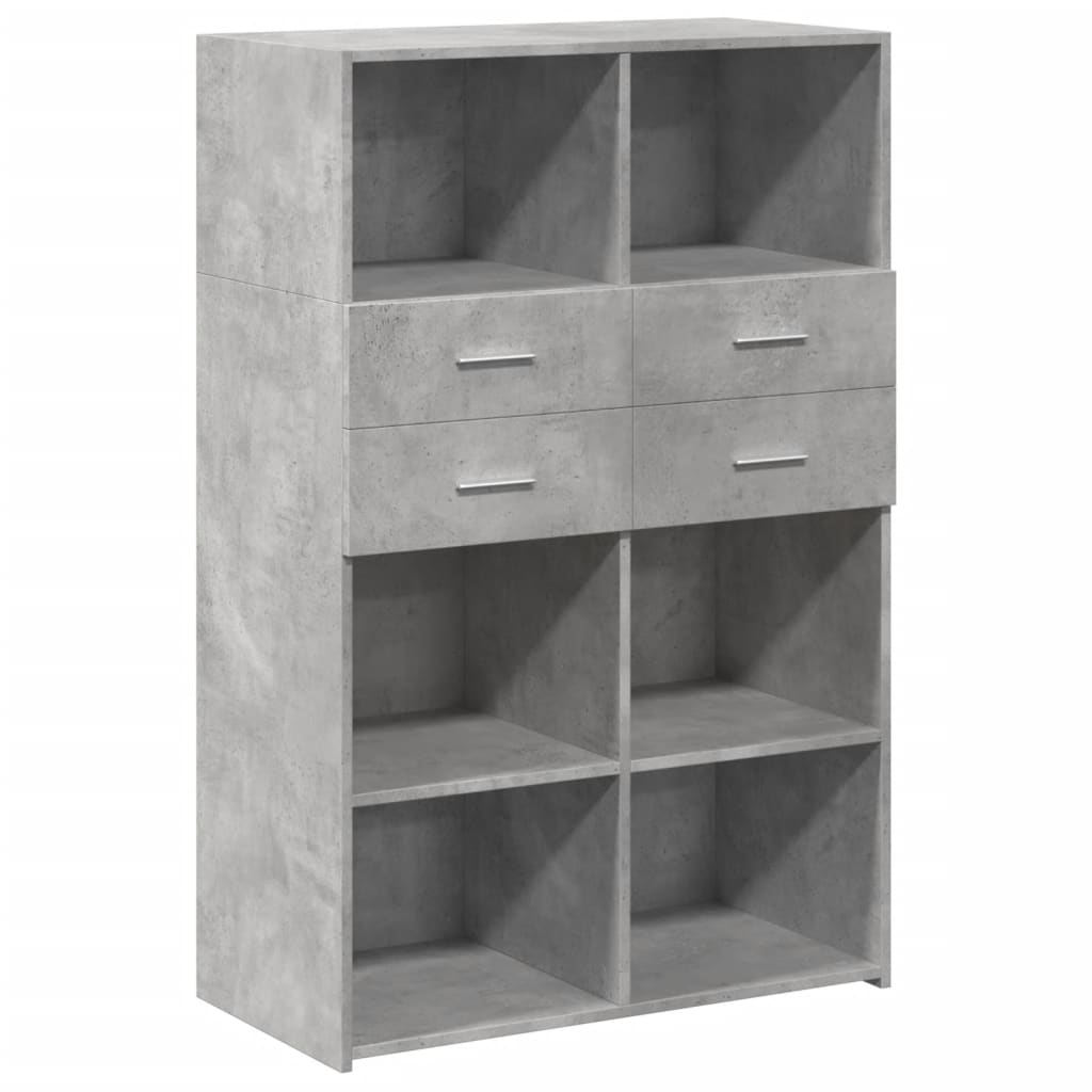 Buffet haut gris béton 80x42,5x124 cm bois d'ingénierie - XIOS