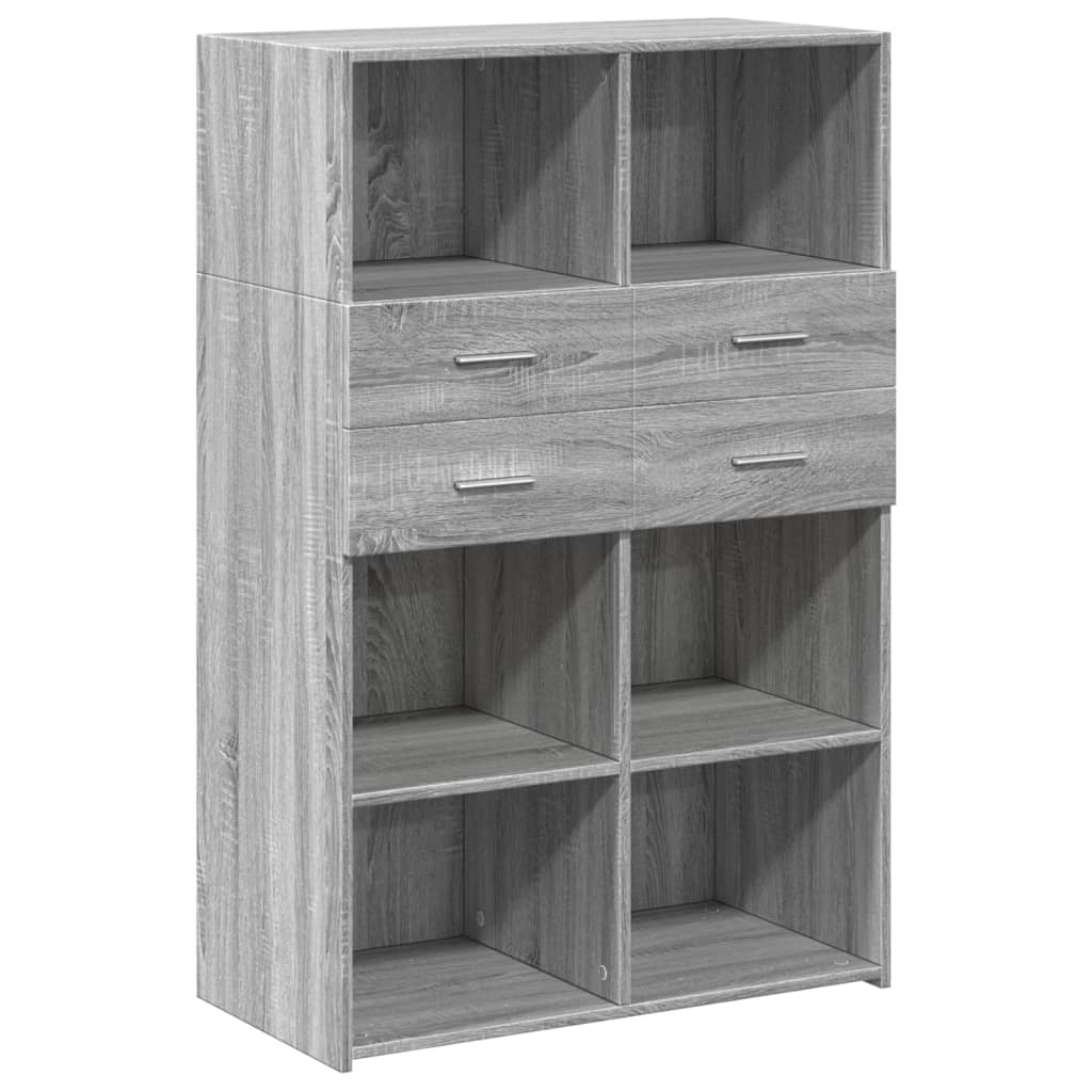 Buffet haut sonoma gris 80x42,5x124 cm bois d'ingénierie - XIOS