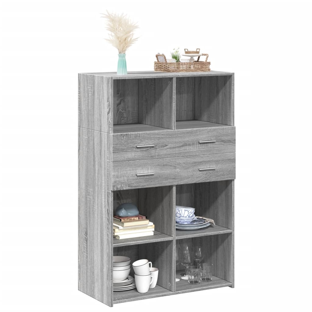 Buffet haut sonoma gris 80x42,5x124 cm bois d'ingénierie - XIOS