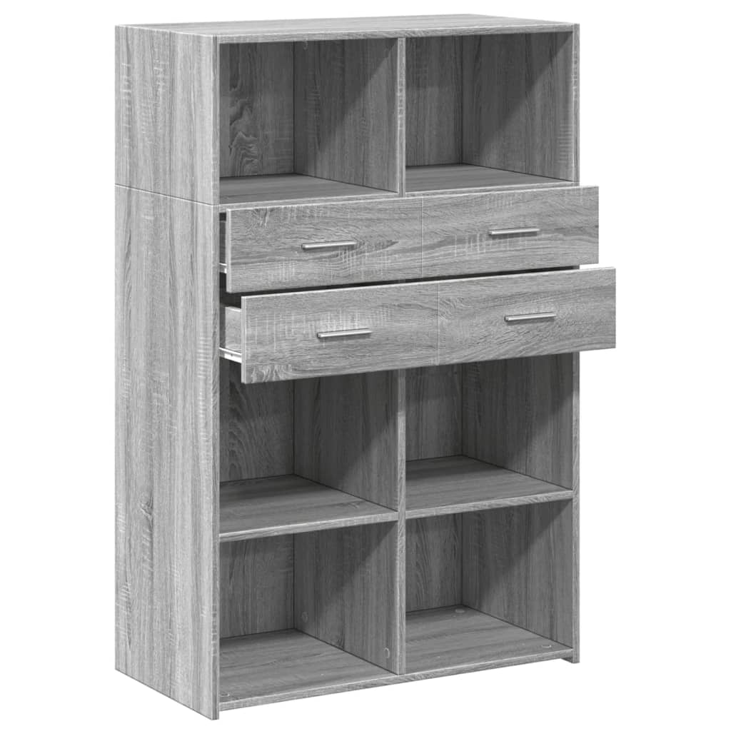 Buffet haut sonoma gris 80x42,5x124 cm bois d'ingénierie - XIOS