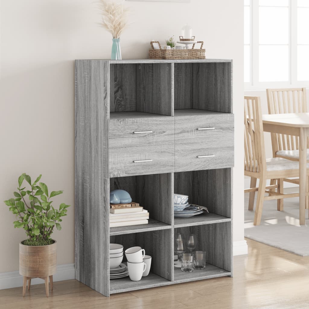 Buffet haut sonoma gris 80x42,5x124 cm bois d'ingénierie - XIOS