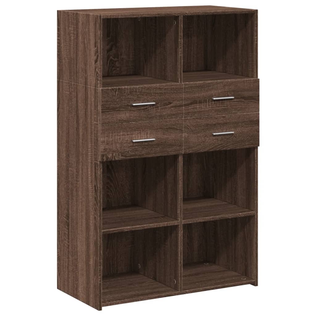 Buffet haut chêne marron 80x42,5x124 cm bois d'ingénierie - XIOS