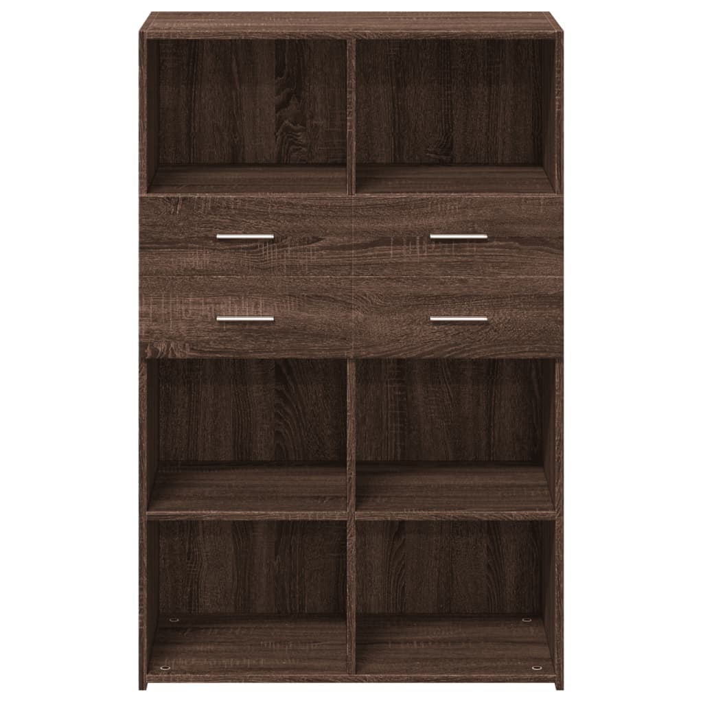Buffet haut chêne marron 80x42,5x124 cm bois d'ingénierie - XIOS