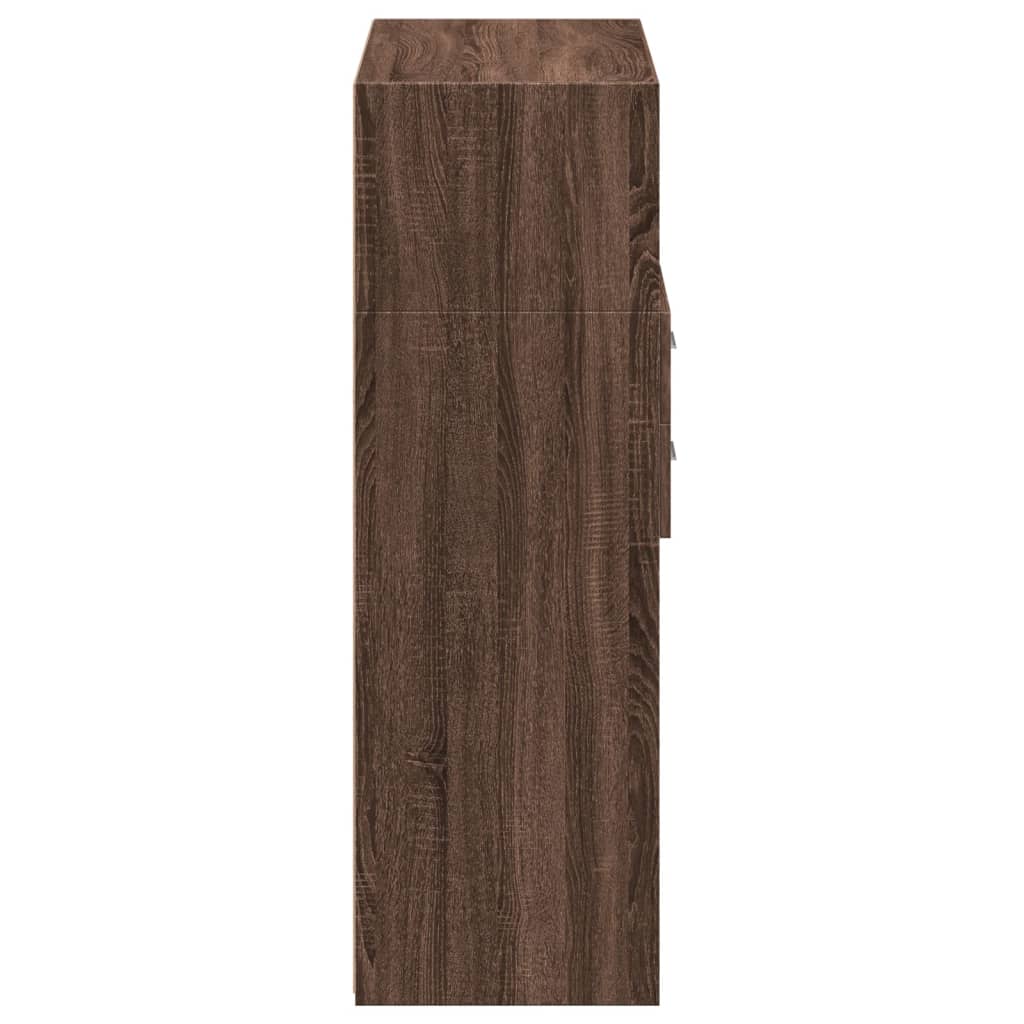 Buffet haut chêne marron 80x42,5x124 cm bois d'ingénierie - XIOS