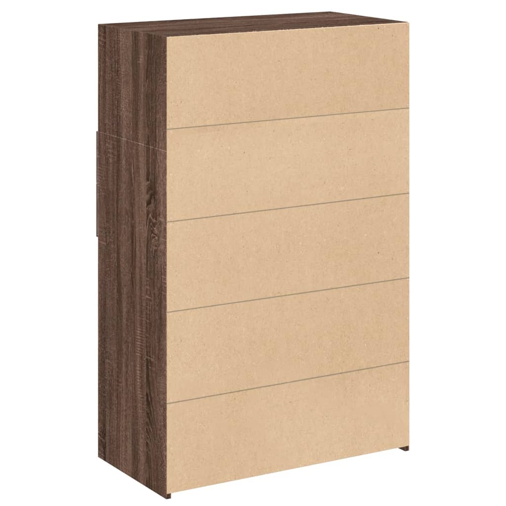 Buffet haut chêne marron 80x42,5x124 cm bois d'ingénierie - XIOS