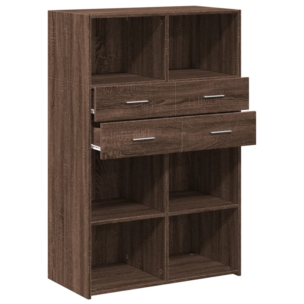 Buffet haut chêne marron 80x42,5x124 cm bois d'ingénierie - XIOS