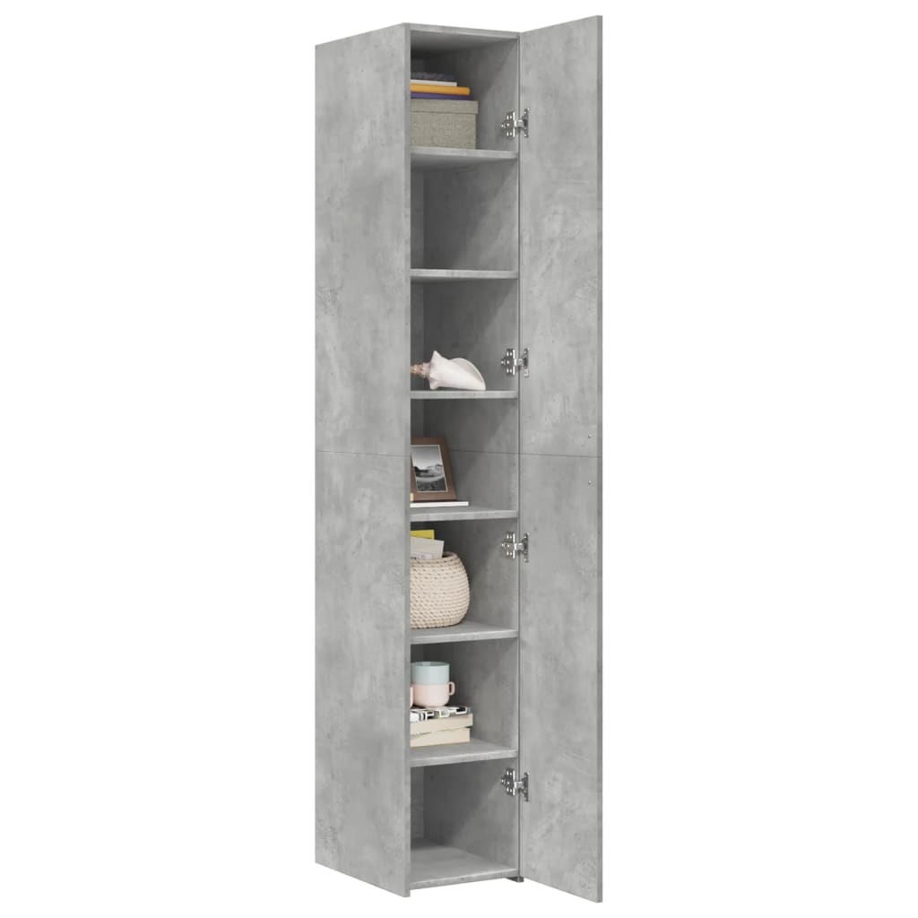 Buffet haut gris béton 30x42,5x185 cm bois d'ingénierie - XIOS