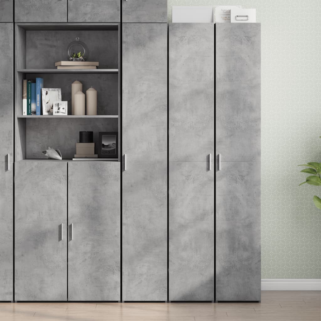 Buffet haut gris béton 30x42,5x185 cm bois d'ingénierie - XIOS