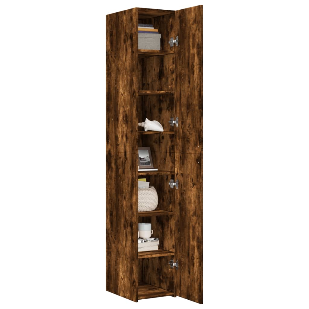 Buffet haut chêne fumé 30x42,5x185 cm bois d'ingénierie - XIOS