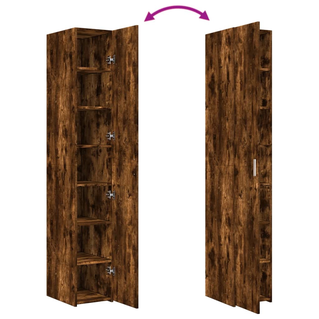 Buffet haut chêne fumé 30x42,5x185 cm bois d'ingénierie - XIOS