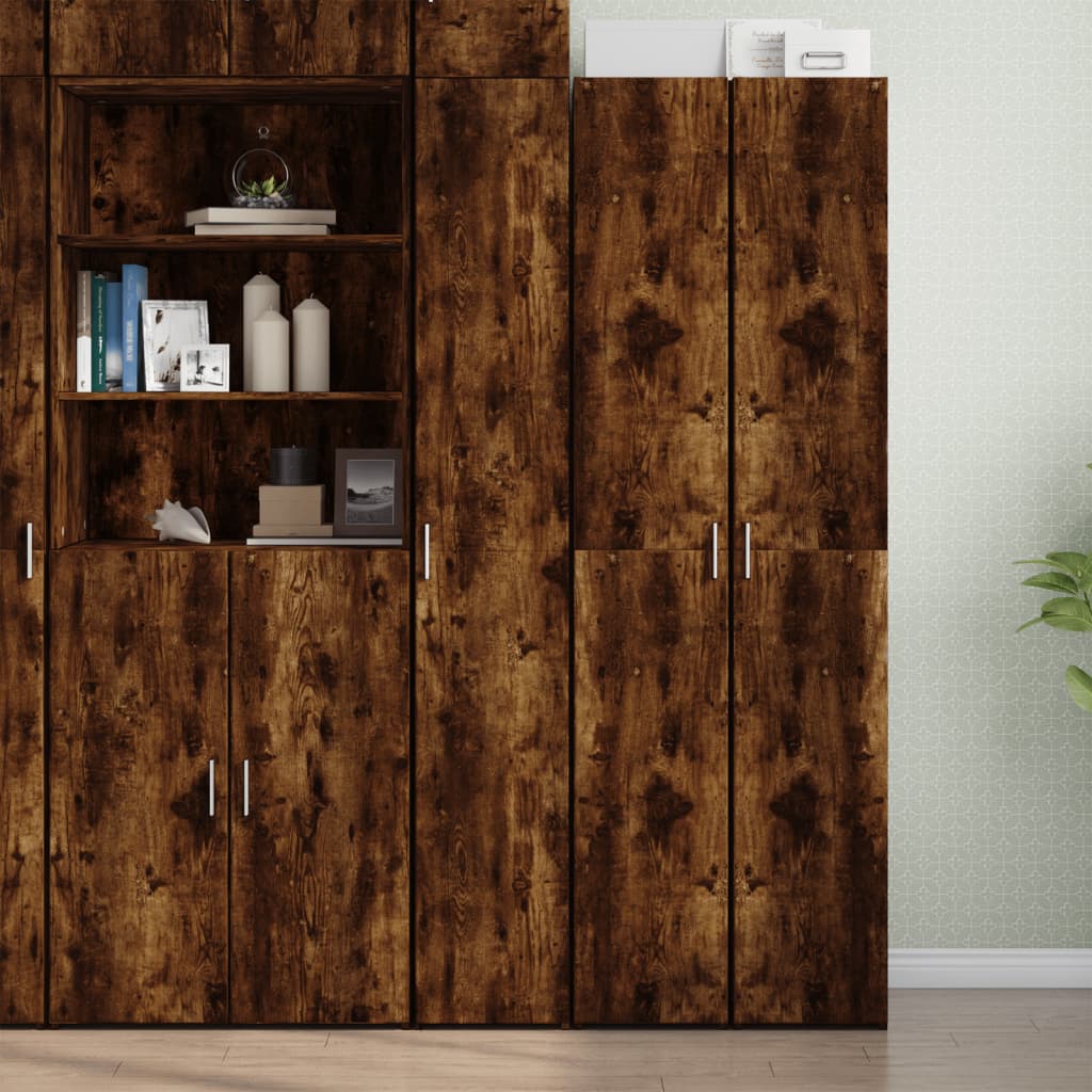 Buffet haut chêne fumé 30x42,5x185 cm bois d'ingénierie - XIOS