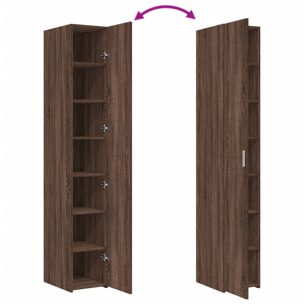 Buffet haut chêne marron 30x42,5x185 cm bois d'ingénierie - XIOS