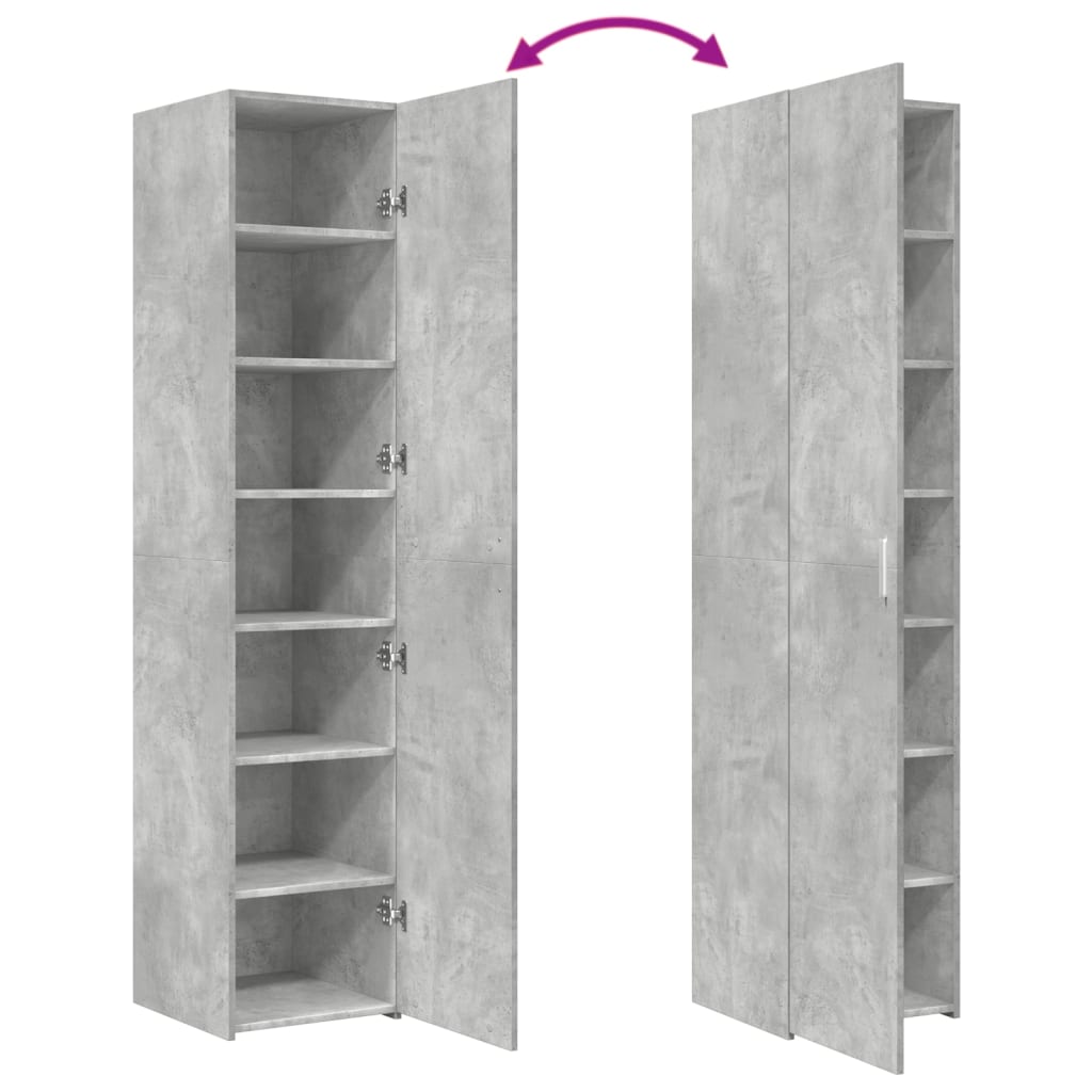 Buffet haut gris béton 40x42,5x185 cm bois d'ingénierie - XIOS