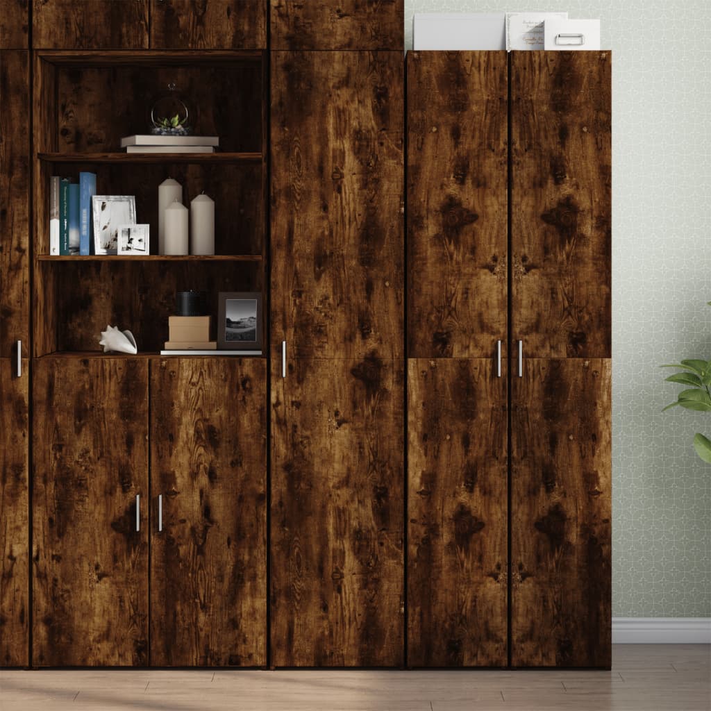 Buffet haut chêne fumé 40x42,5x185 cm bois d'ingénierie - XIOS