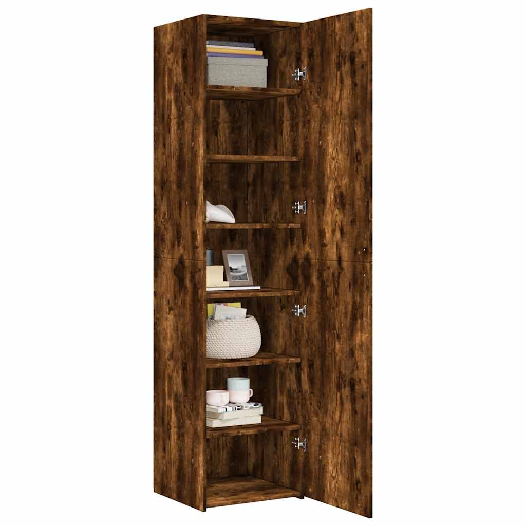 Buffet haut chêne fumé 45x42,5x185 cm bois d'ingénierie